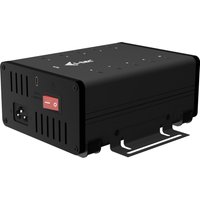 Black i-tec USB-C/USB-A metal hub with 10 USB-C ports, red power switch, and vented sides.
