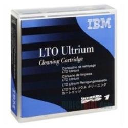 IBM LTO Ultrium Cleaning Cartridge in a transparent plastic case featuring a blue and black label with white text, designed for LTO tape drives.