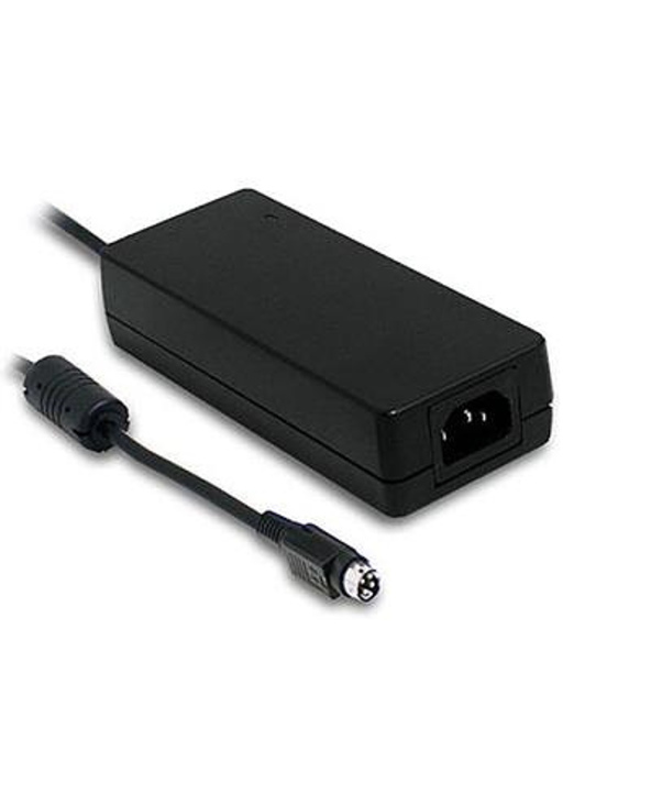 Black rectangular power supply with a 90W capacity, featuring a 19V output and a 2.5mm connector, accompanied by a power cable.