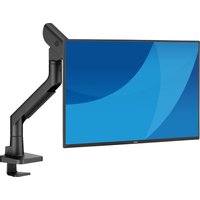 Black iiyama DS6001C-B1 monitor mount with adjustable arm for 49" screens, sleek design, desk clamp base.