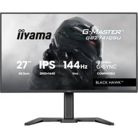 27" iiyama G-MASTER monitor with thin bezels, 2560x1440 resolution, IPS panel, 144Hz refresh rate, and adjustable stand.