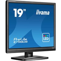 Black 19" iiyama ProLite E1980S-B1 computer monitor with LED display and square base stand.