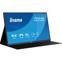 Black Iiyama ProLite P1671HSC-B1 monitor, 15.6" Full HD LED, slim design with stand, blue display screen.