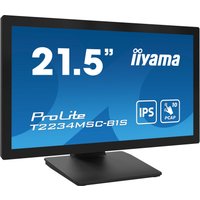 Black iiyama ProLite T2234MSC-B1S 21.5" Full HD touchscreen monitor with slim bezel and sturdy base.