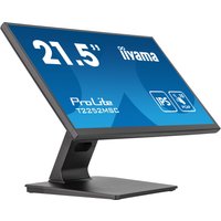 Black Iiyama 21.5" touchscreen monitor with slim bezel, adjustable stand, and Full HD display.