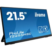 Black Iiyama ProLite T2255MSC-B1 21.5" touchscreen monitor, Full HD LCD, sleek design with a sturdy stand.