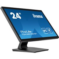 Black Iiyama ProLite 23.8" touchscreen monitor with slim bezel, Full HD LED display, and sturdy stand.