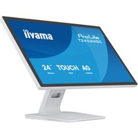 White iiyama ProLite 23.8" Full HD touchscreen monitor with slim bezel and adjustable stand.