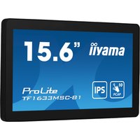 Black Iiyama ProLite 15.6" touchscreen monitor, Full HD 1920x1080, with IPS technology and PCAP 10-point touch.