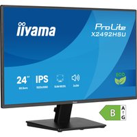 Black Iiyama ProLite X2492HSU-B1 monitor, 24-inch, slim bezel, IPS display, 1920x1080 resolution, eco label.