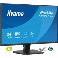 Black Iiyama ProLite X2493HSU-B1 monitor, 23.8" Full HD LED display, slim bezels, rectangular stand.