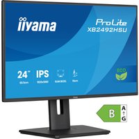 Black Iiyama ProLite monitor, 23.8" Full HD LED, slim bezels, adjustable stand, eco label, model XB2492HSU-B1.