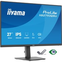 Black Iiyama 27" Quad HD LED monitor, slim bezels, adjustable stand, 2560x1440 resolution, model XB2793QSU-B1.