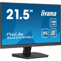 Black Iiyama ProLite XU2293HSU-B7 monitor, 21.5" Full HD LED, slim bezels, rectangular stand, blue screen display.