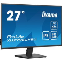 Black Iiyama ProLite 27" monitor with slim bezels, 4K Ultra HD resolution, LED display, and sturdy rectangular stand.