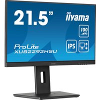 Black iiyama ProLite monitor, 21.5" Full HD LED, slim bezel, adjustable stand, 1920x1080 resolution.
