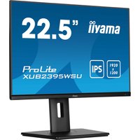 Black Iiyama ProLite XUB2395WSU-B5 monitor, 22.5" WUXGA LED, slim bezels, rectangular stand, 1920 x 1200 resolution.