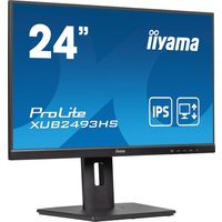 Black Iiyama ProLite XUB2493HS-B6 monitor, 23.8" Full HD LED, slim bezel, adjustable stand, blue screen display.