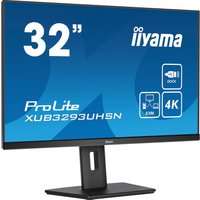 Black iiyama ProLite XUB3293UHSN-B5 monitor, 31.5" 4K Ultra HD LCD, slim bezels, rectangular stand.