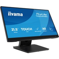 Black iiyama 21.5" Full HD LED touchscreen monitor with sleek design and sturdy stand.