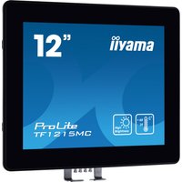 Black Iiyama TF1215MC-B1 monitor, 12.1-inch display, 1024x768 resolution, with blue screen and white branding.