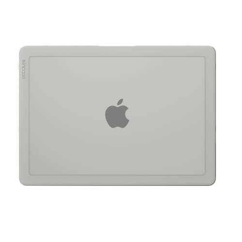 Clear hardshell case for 13-inch MacBook Air, featuring a sleek design with a cutout for the Apple logo and precise fit for the M3 model, showcasing a minimalist aesthetic.