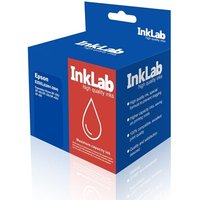 InkLab E29XL-MULT printer ink refill box, blue and red with droplet icon and white text.