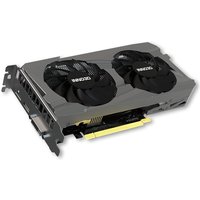 INNO3D GeForce RTX 3050 graphics card with dual black fans, gray casing, and 6 GB GDDR6 memory.