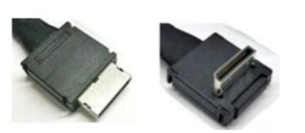Black 0.47 m Intel SAS cable featuring two connectors, one with a metallic end and the other with a plastic housing, designed for high-speed data transfer.