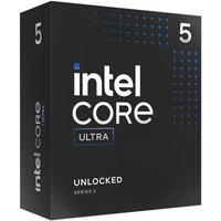 Black Intel Core Ultra 5 processor box with white text, blue accents, and large number 5 on top left corner.