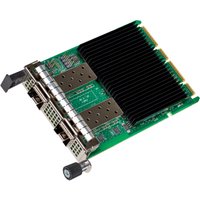 Intel E810-XXVDA2 OCP 3.0 Internal Fiber card with dual ports, green circuit board, and black heat sink.