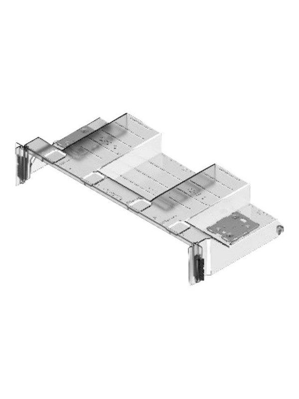 Transparent plastic tall air duct designed for 2U M50CYP systems, featuring multiple compartments and mounting points for efficient airflow management.