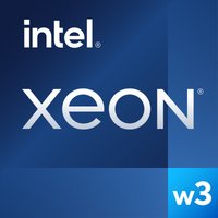 Intel Xeon w3-2425 processor logo on blue background with Intel branding and w3 label in bottom right corner.