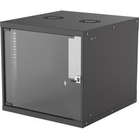 Black Intellinet 19" wall mount network cabinet, 9U, with clear front door and ventilation slots on top.