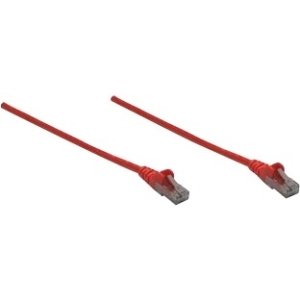 Red Cat6 UTP patch cable, 1.5 feet long, featuring a flexible PVC jacket and Snag-Free boots for enhanced durability and ease of use.