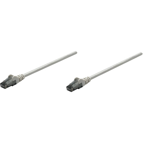 Grey 1m Cat6 network patch cable featuring CCA material, U/UTP configuration, PVC insulation, and RJ45 connectors on both ends.