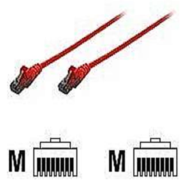 Red Cat6 network patch cable, 1 meter long, featuring CCA material, U/UTP design, PVC insulation, RJ45 connectors with gold-plated contacts, and snagless booted ends.