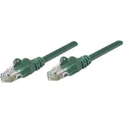 Green Intellinet Cat6 network patch cable, 2m long, made of copper with S/FTP design, featuring clear connectors and flexible LSOH material.