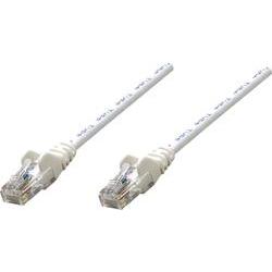 White Intellinet Cat6 network patch cable, 30m long, made of copper with S/FTP shielding and LSOH material, featuring clear connectors on both ends.
