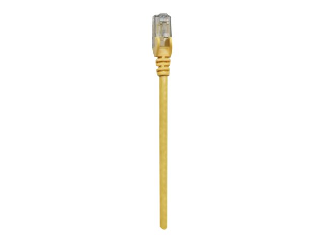 Yellow 5m Intellinet Cat6 network patch cable made of CCA with U/UTP configuration, featuring a PVC exterior and RJ45 connector.