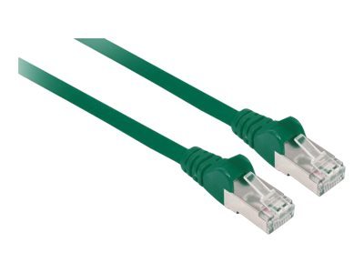 Green Cat6A network patch cable, 5m long, featuring copper S/FTP construction and LSOH material, with clear connectors on both ends.