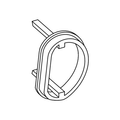 Black plastic printer/scanner spare part with a rounded shape and two protruding tabs for secure attachment, designed for Intermec devices.