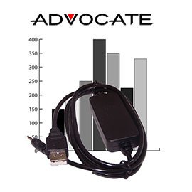 Black USB to PDA-Serial adapter with a cable, featuring a USB connector on one end and a serial connector on the other, designed for connecting devices.