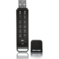 Black iStorage datAshur Personal² USB flash drive with numeric keypad and detached cap.