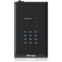 Black iStorage diskAshur DT3 HDD with keypad, 256-bit encryption, 26TB capacity, and FIPS 140-3 Level 3 certification.
