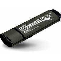 Black iStorage Kanguru Defender Elite30 USB 3.0 flash drive with 512GB capacity and FIPS 197 certification.