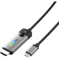 Black and silver USB-C to HDMI 8K cable with a sleek design and LED indicator on the connector.