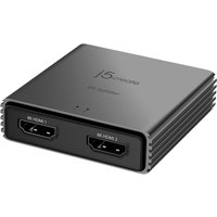 Black j5create JDSH812 8K HDMI 2.1 2-Way Splitter with dual HDMI ports and sleek, compact design.