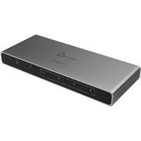 Sleek silver j5create JDSH814 8K HDMI 2.1 splitter with black front panel and four HDMI ports.