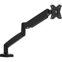 Black j5create JTSA101 ergonomic monitor mount with adjustable arm and VESA plate for desk setup.